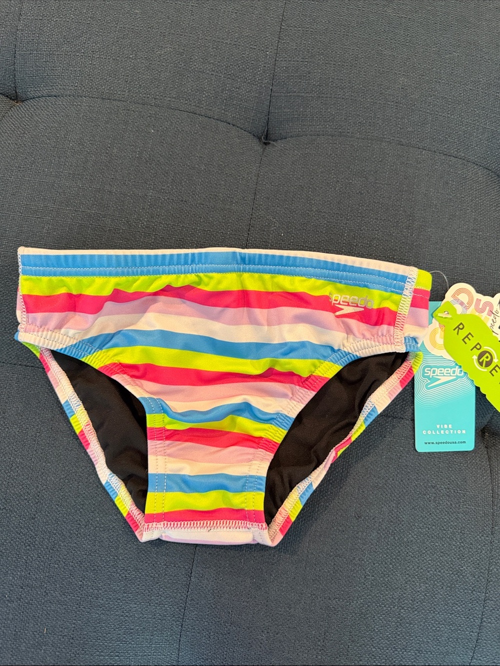 Youth Speedo Multicolor Striped Swim Briefs NEW Euro waist 26